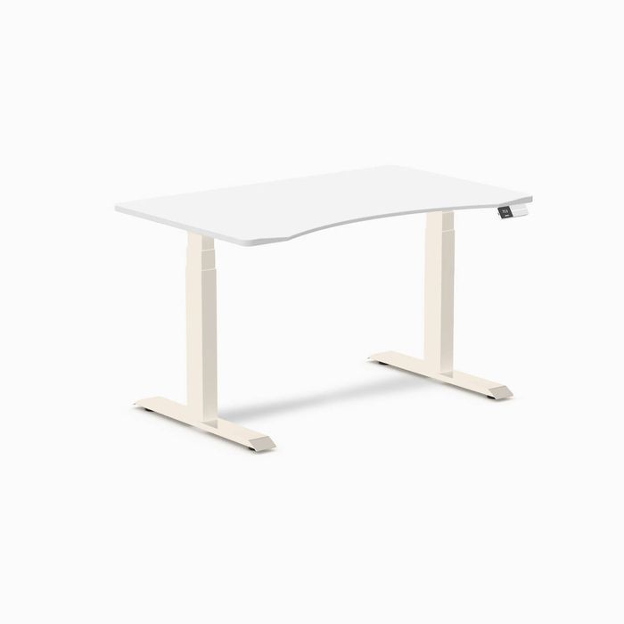 Desky Dual Ergo Edge Sit Stand Desk Wheat Frame 120cm