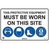 Pinnacle 800 x 600mm Hearing / Eye / Hardhat / Footwear / Hi-Vis Metal Combination Mandatory Site Sign
