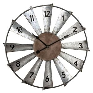 Salesbay 60cm Silent Wall Clock Windmill Industrial Rustic Metal Vintage Decor