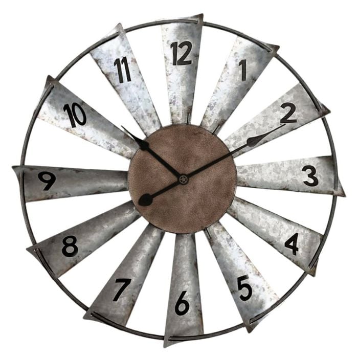 Salesbay 60cm Silent Wall Clock Windmill Industrial Rustic Metal Vintage Decor