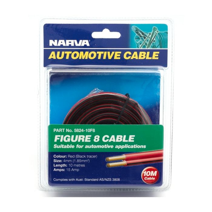 Narva 4mm x 10m 15 Amp Red / Black Twin Core Figure 8 Cable