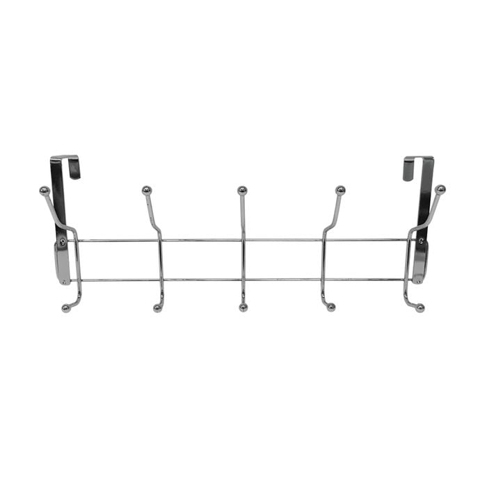 Adoored 10 Hook Satin Chrome Over-The-Door Deco Hook Rack