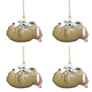4PK Urban Renee Treml Animals Hanging Decoration 10cm Grey/Brown Assorted
