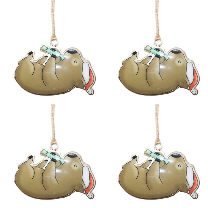 4PK Urban Renee Treml Animals Hanging Decoration 10cm Grey/Brown Assorted
