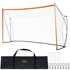 Vevor 364x193 Cm Portable Soccer Goal Orange Steel Fiberglass Structure With Carry Bag