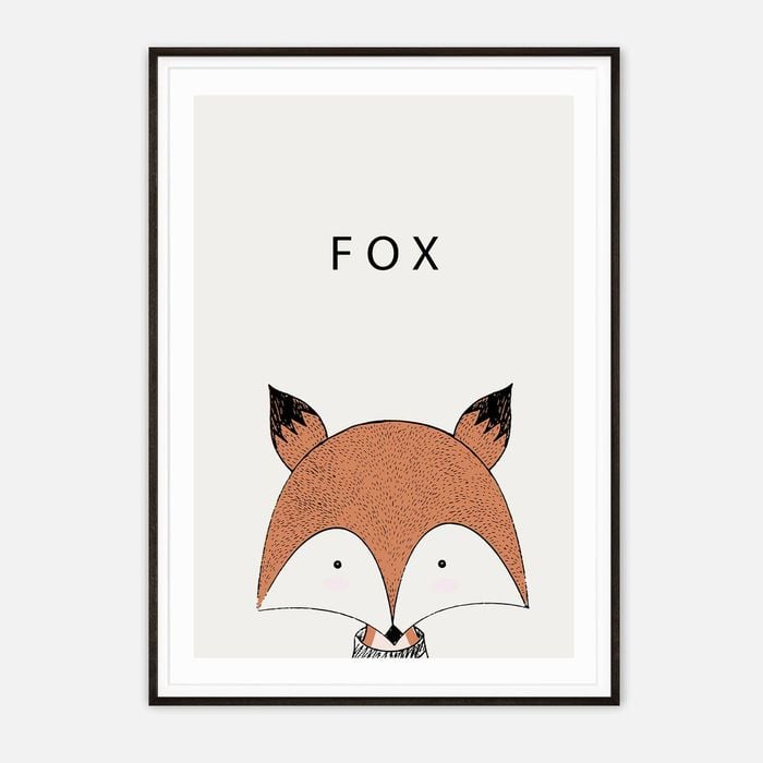 Galrie Charming Modern Minimalist Fox Art Print for Home Decor, Black Frame, A3 30 x 42cm (12 x 16inch)