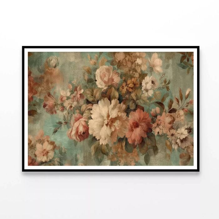 Vintage Floral Wallpaper   Print 100% Australian Made 90x60cm  (Poster)