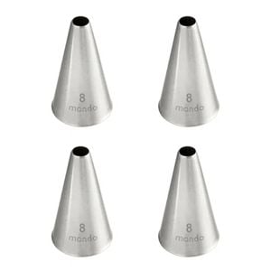 4x Mondo Stainless Steel #8 Round Piping Tip Icing Cake Decorating Nozzle Silver