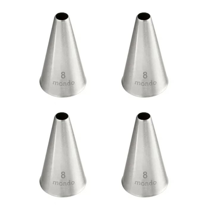 4x Mondo Stainless Steel #8 Round Piping Tip Icing Cake Decorating Nozzle Silver