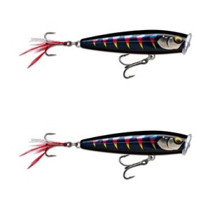 2x Rapala 9.5cm Skitter Pop Elite Topwater Fishing Lures - Gilded Night Aurora