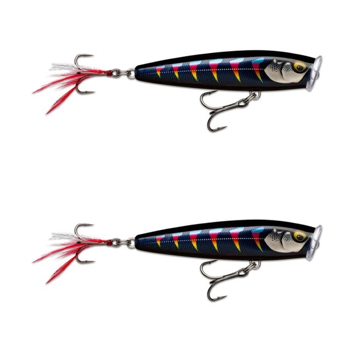 2x Rapala 9.5cm Skitter Pop Elite Topwater Fishing Lures - Gilded Night Aurora