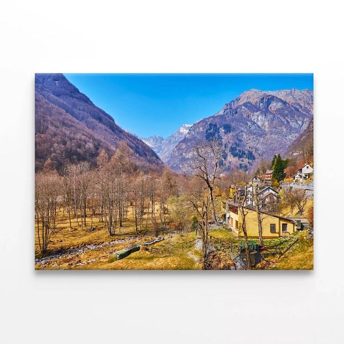 Town Nestled In the Mountains  Print 100% Australian Made 90 x 60cm  (Stretched)