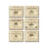 Cinnamon Cork Backed Coasters Set of 6 Wine Labels