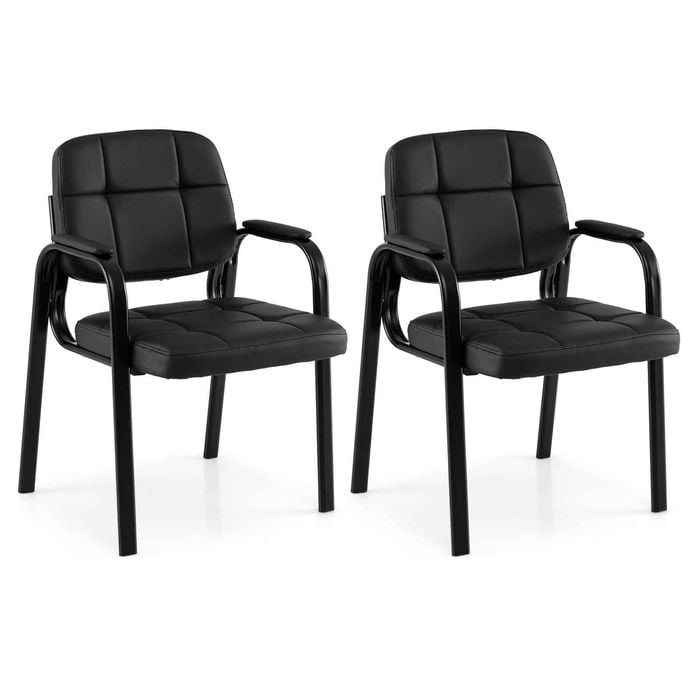 Costway Guest Chair Set Of 2 Leather Waiting Room Dining Office Reception