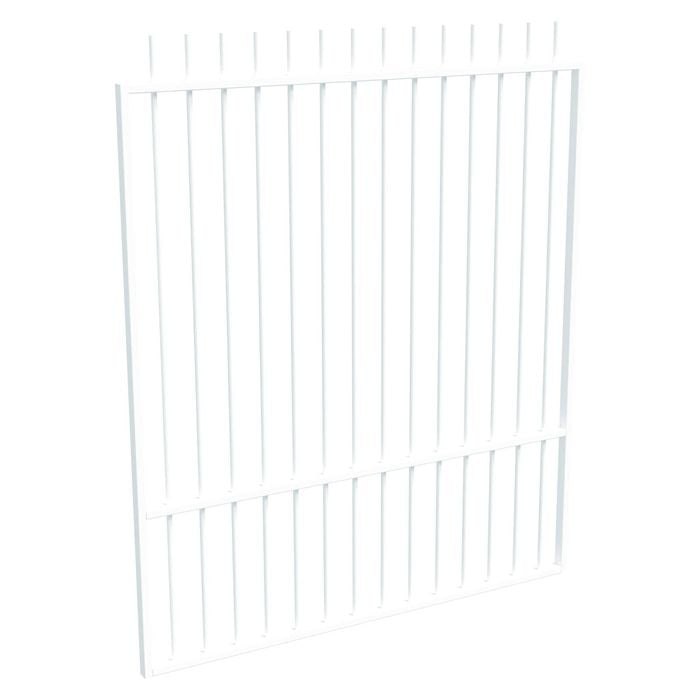 ProtectorAl 1201 - 1500 x 1800mm Pearl White Aluminium Garden Gate Picket Top with Mid Rail