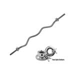 120cm Ez Curl Bar - Barbell Bar With 2 Spinlock Collars 25mm Diameter Weight Bar