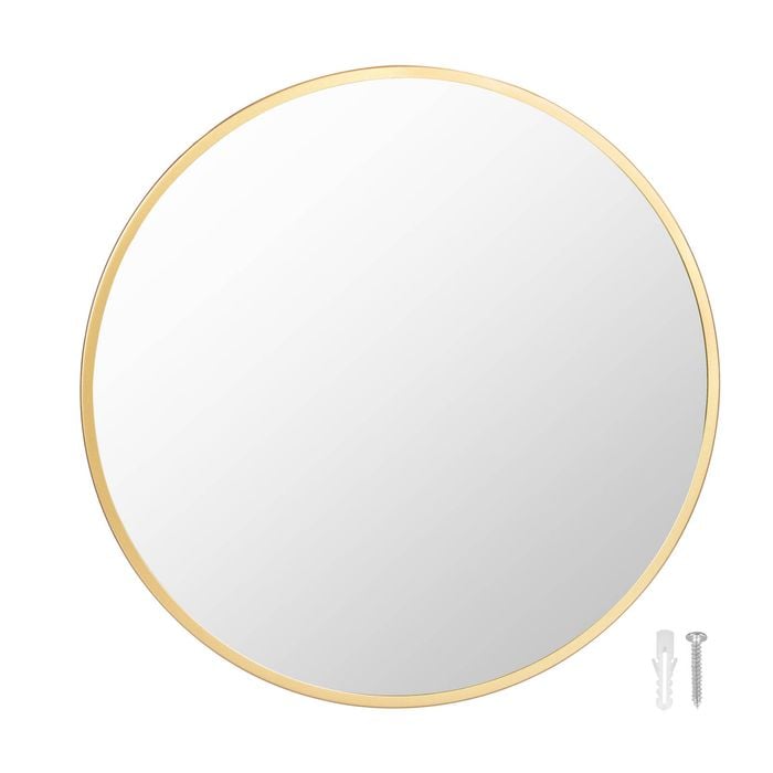 Yezi Wall Mirror Round Bathroom Decor Large Vanity Makeup Mirrors Frame 50cm