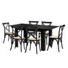 Oikiture 160cm Extendable Dining Table with 6PCS Dining Chairs Geometric Black