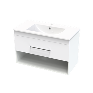 Clearlite 900mm Ultra Gloss White Cashmere Draw Open