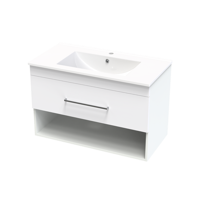 Clearlite 900mm Ultra Gloss White Cashmere Draw Open