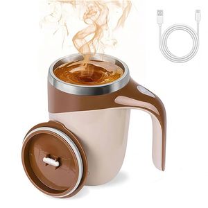 Catzon Self Stirring Coffee Cup 380ml Usb Automatic Magnetic Mixing Mug With Lid-brown
