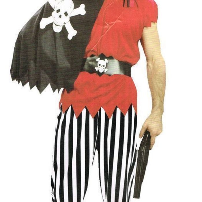 PIRATE MAN Costume Carribbean Halloween Buccaneer Fancy Dress Cosplay - Black/White | One Size | Carribbean