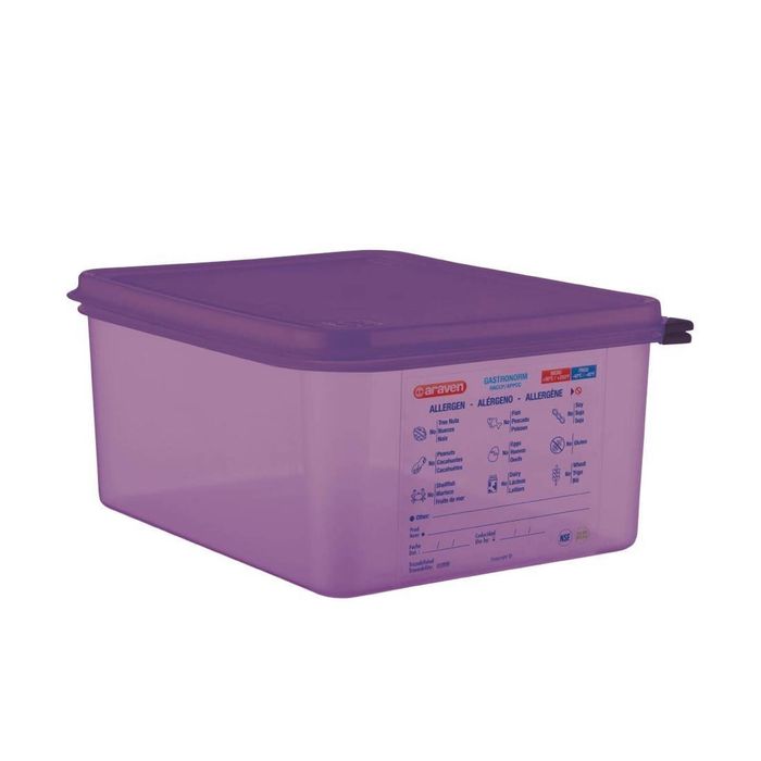 Araven Gastronorm Food Container Allergen Polypropylene Purple Gn 1/2 10ltr