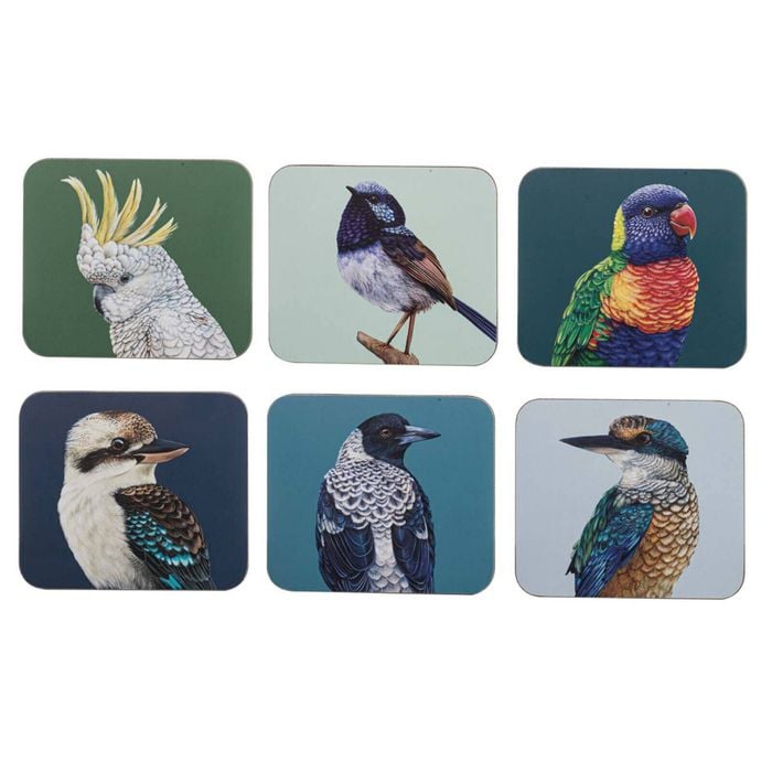6PK Ashdene Hardboard/Cork 11cm Modern Birds Coaster Assorted