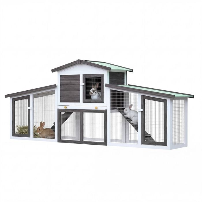 Advwin Rabbit Cage Hutch Chicken Coop 204x45x85cm Pet Playpen Enclosure Wooden Run
