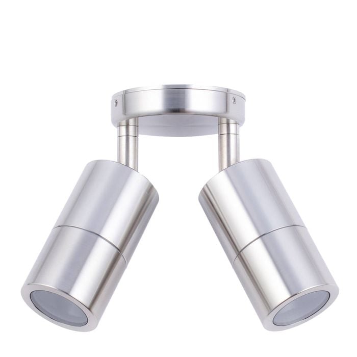 CLA Lighting MR16 Exterior Wall Pillar 2-Light Adjustable Spot Light (316 Stainless Steel) IP65