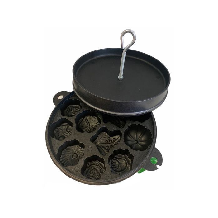 Cast Iron Cake Mould Maker DIY Cakes Pastry Mould Baking Pan Reusable w Lid