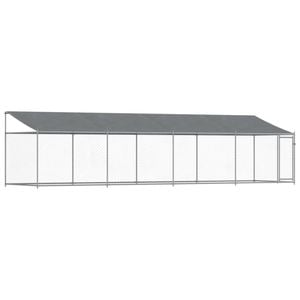 vidaXL Dog Cage with Roof and Door Kennel Animal House Grey Galvanised Steel 8x2x2 m