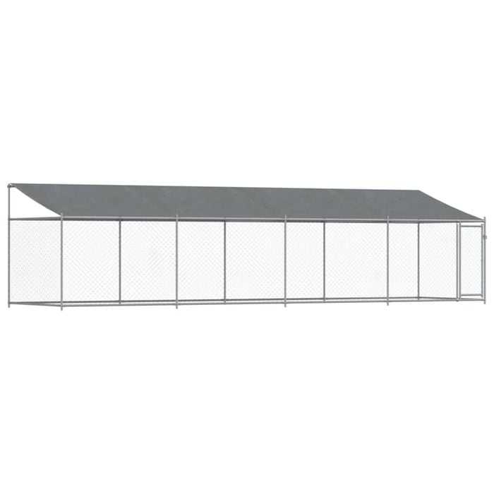 vidaXL Dog Cage with Roof and Door Kennel Animal House Grey Galvanised Steel 8x2x2 m