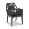 Outdoor Hugo Aluminium/Rope Dining Chair-Charcoal W/ Carbon Grey