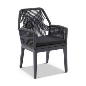 Outdoor Hugo Aluminium/Rope Dining Chair-Charcoal W/ Carbon Grey