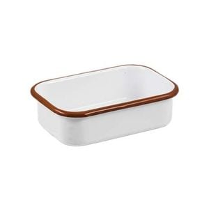 Urban Style Enamelware 14.5cm Multipurpose Rectangle Tray w/ Red Rim White