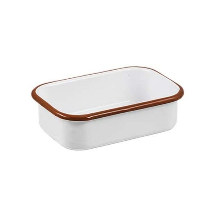 Urban Style Enamelware 14.5cm Multipurpose Rectangle Tray w/ Red Rim White