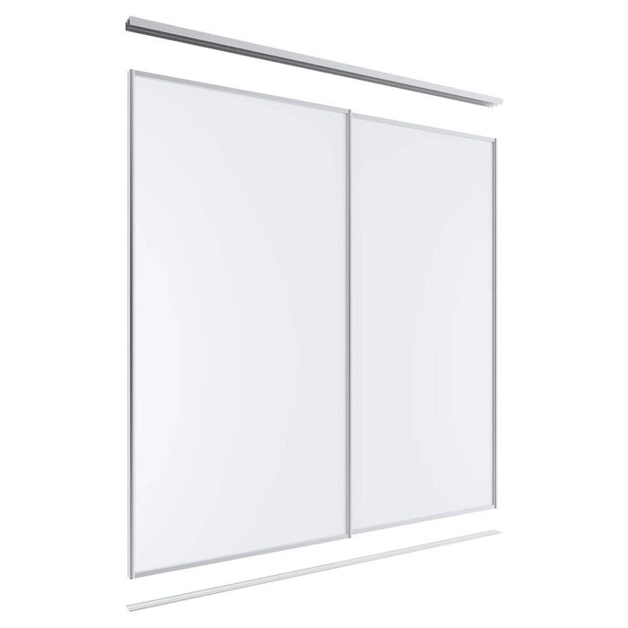 Lugna 2400 x 1801-2400mm Clear Anodised Melamine Wardrobe Double Sliding Doors