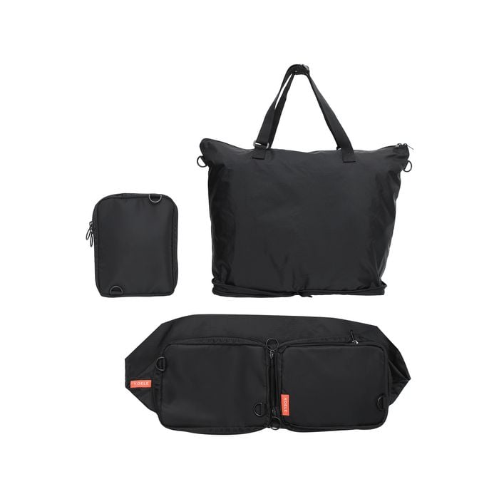 KOELE Black Shopper Bag Tote Bag Foldable Travel Laptop Grocery KO-DUAL
