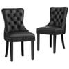 ALFORDSON Set of 2 Dining Chairs Kitchen Lounge Retro Button Tufted PU Leather Black