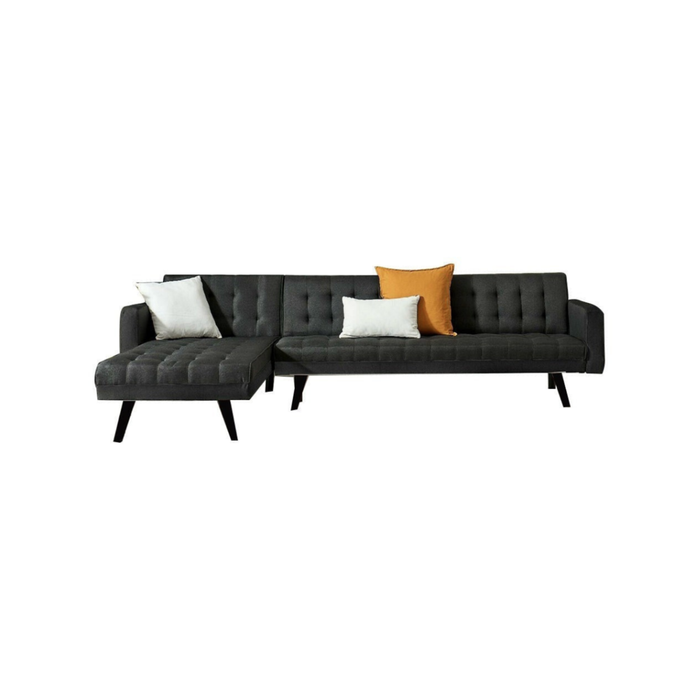 Foret 5 Seater Sofa Bed Modular Corner Lounge Recliner Couch Chaise Fabric Black