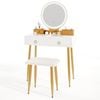 Costway Makeup Vanity Desk Set W/touch Mirror Led Lighted Dressing Table