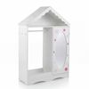 Costway Mirror Clothes Rack Kid Wardrobe Shelf Hook Armoire Roofed White