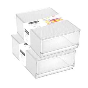 2pk Boxsweden Crystal 30x20x10.5cm Fridge Tray w/ Lid - Clear