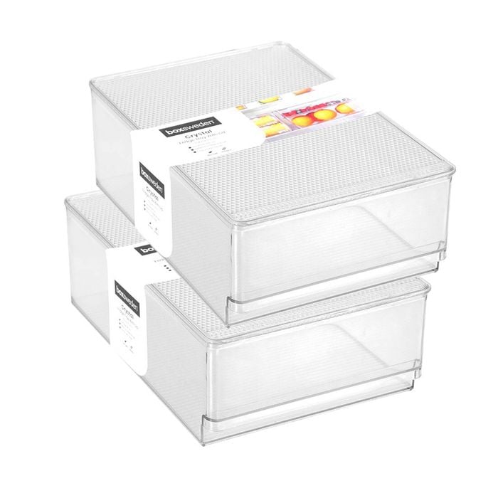 2pk Boxsweden Crystal 30x20x10.5cm Fridge Tray w/ Lid - Clear