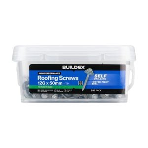 Buildex 12G x 50mm Class 3 Roofing Screws - 250 Pack