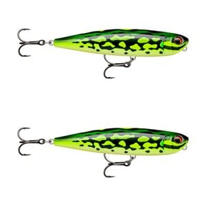 2x Rapala 8.5cm Precision Xtreme Pencil Freshwater Fishing Lures - Lime Frog