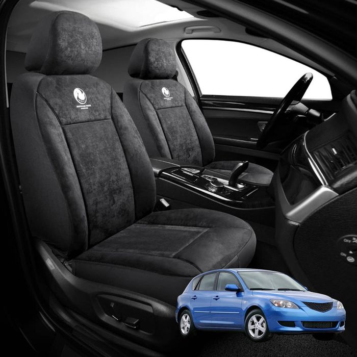 Australian Goose Edition Front Seat Covers for Mazda 3 2004 - 2009 (BK) - Suede, Universal Fit - Black