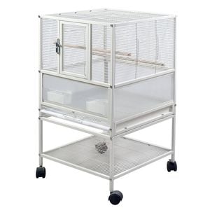 Yes4pets Small Bird Transport Budgie Cage Parrot Aviary Carrier With Stand & Wheels