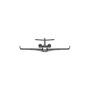Ignite Laser Cessna Citation X - Super-Midsize Business Jet Silhouette Metal Wall Art Coated Black 47 inch - 120 cm
